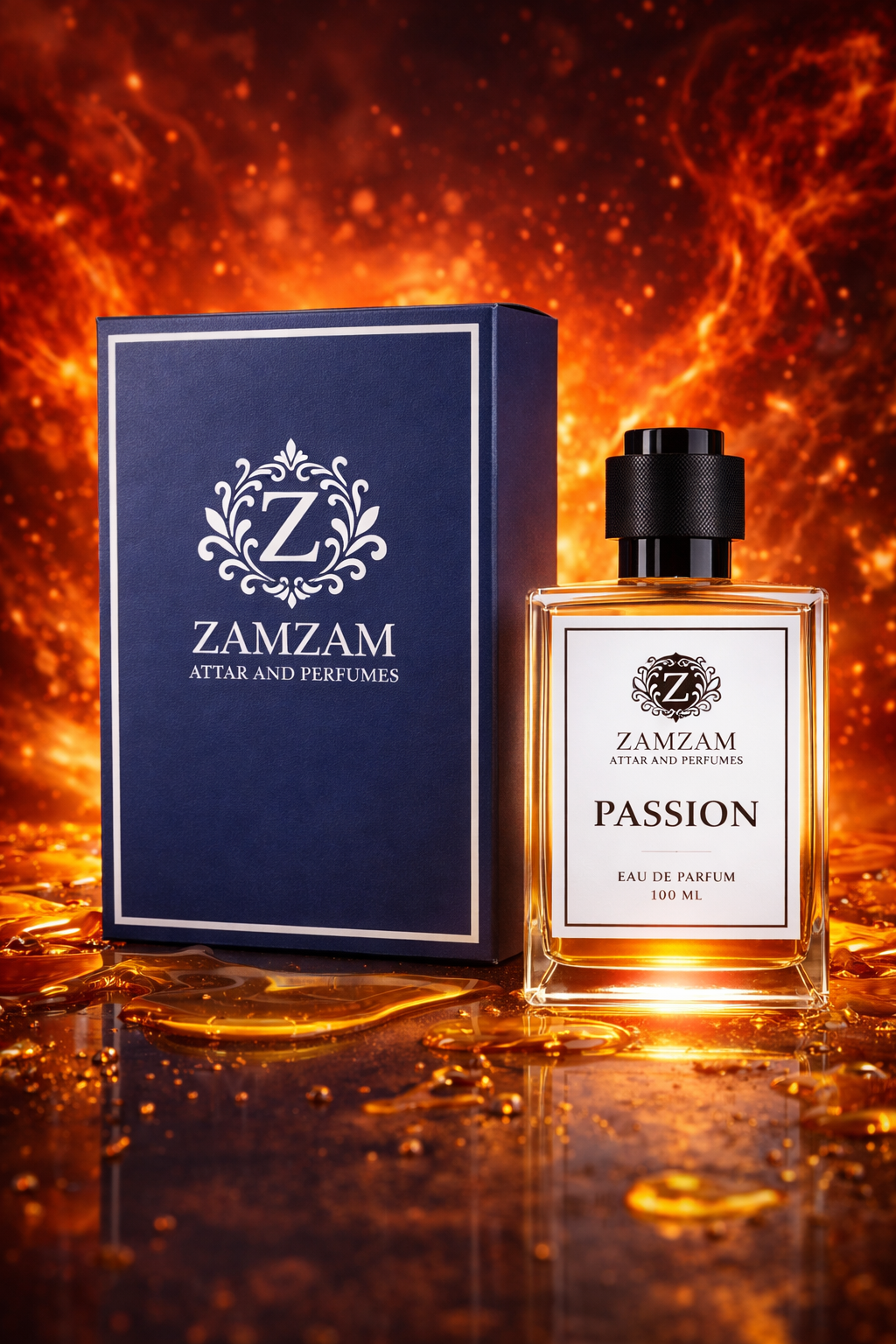 Passion Extrait de Parfum – 48 Hours Longevity, 40 ml Pure Fragrance Oil, 100 ml Spray | Zamzam Attar & Perfumes
