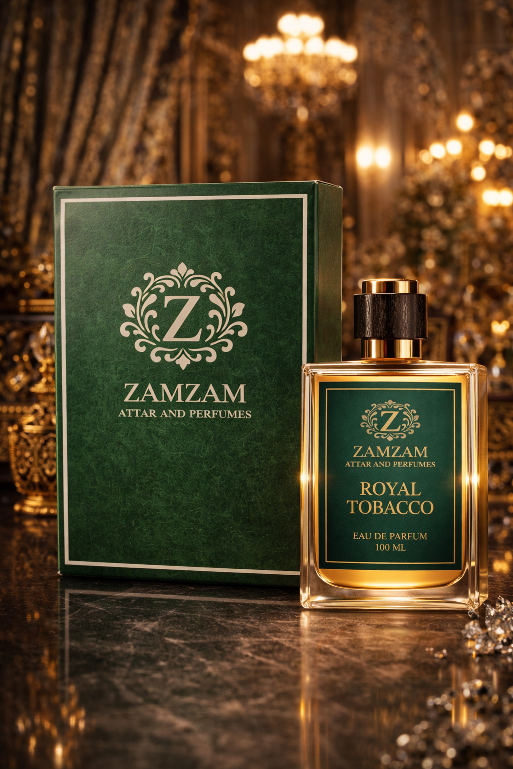 Royal Tobacco Extrait de Parfum – 48 Hours Longevity, 40 ml Pure Fragrance Oil, 100 ml Spray | Zamzam Attar & Perfumes