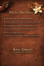 Royal Tobacco Extrait de Parfum – 48 Hours Longevity, 40 ml Pure Fragrance Oil, 100 ml Spray | Zamzam Attar & Perfumes