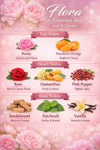 Flora Extrait de Parfum – 48 Hours Longevity, 40 ml Pure Fragrance Oil, 100 ml Spray | Zamzam Attar & Perfumes