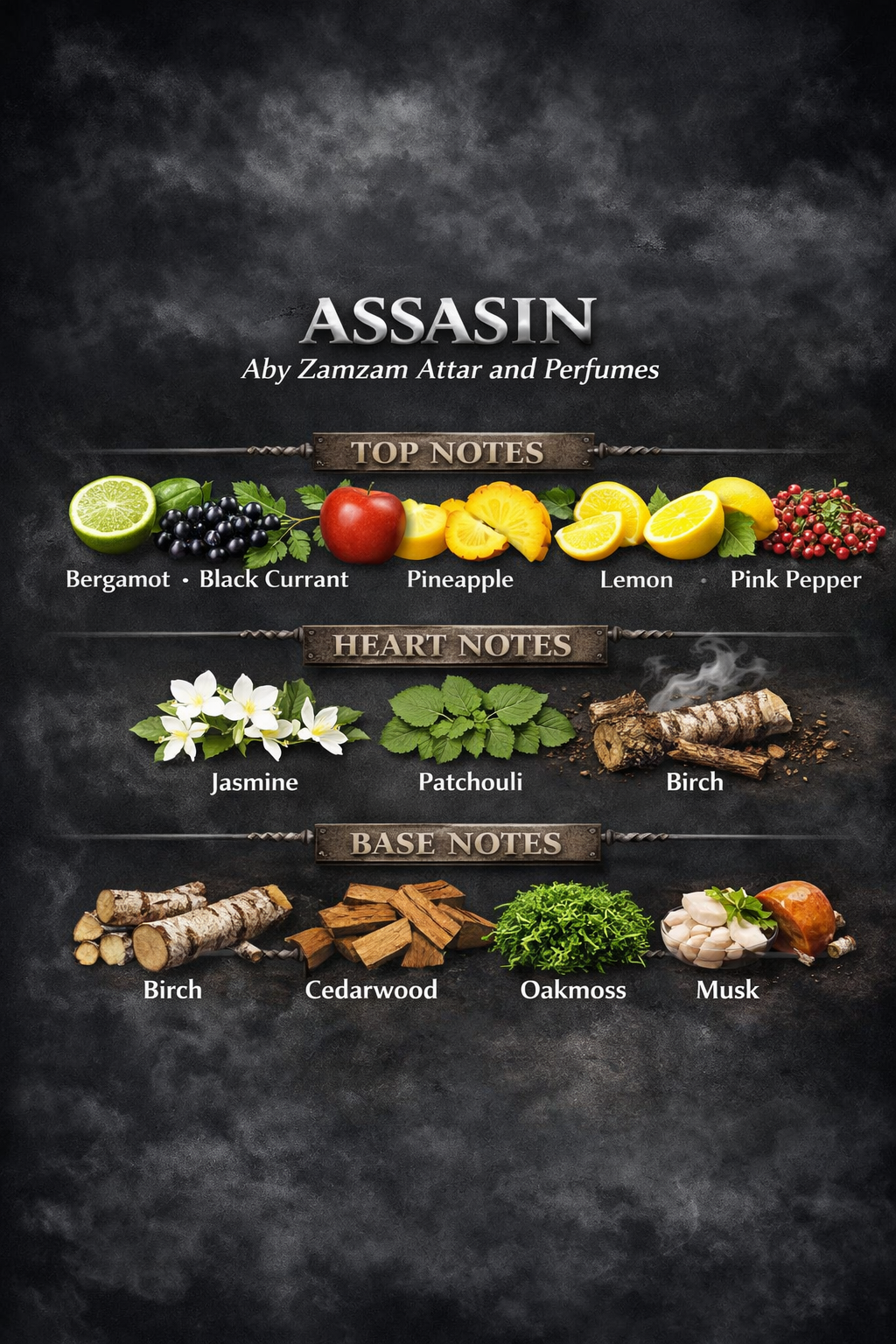 ASSASIN by ZamZam Attar & Perfumes | Inspired by Aventus | 48 Hours Long Lasting Luxury Perfume | 40 ml High Concentration Extrait | Bold Smoky Woody Scent for Men | 100 ML