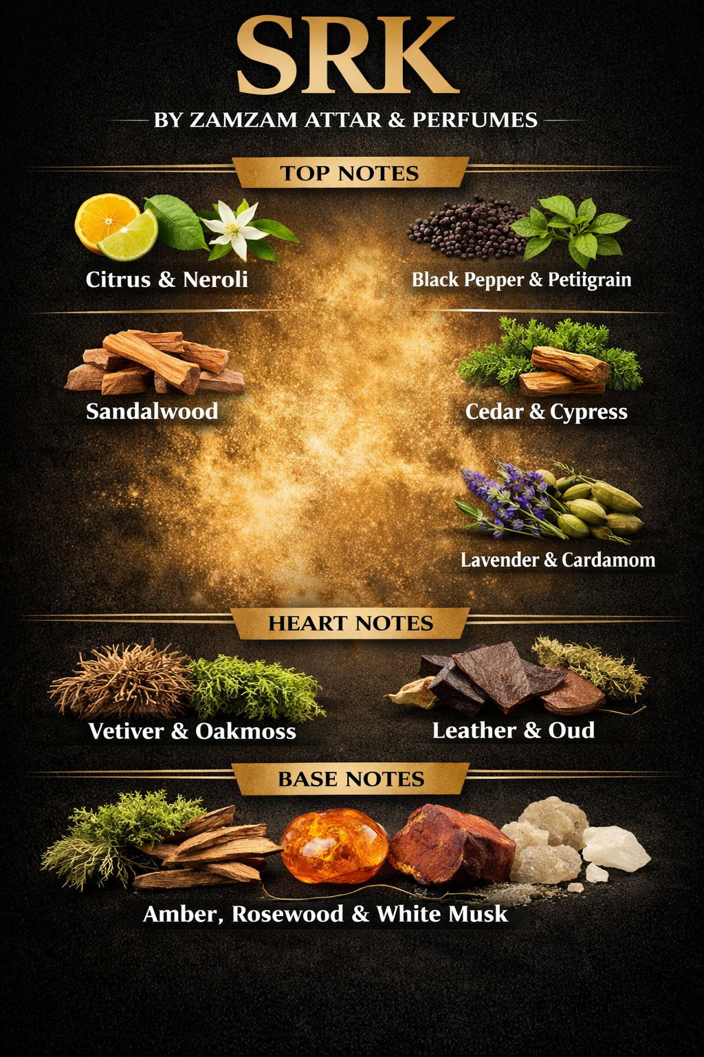 SRK by Zamzam Attar & Perfumes – Inspired Blend of Dunhill Icon & Tam Dao | 48-Hour Long Lasting Extrait Perfume | 40 ml Fragrance Oil in 100 ml Bottle