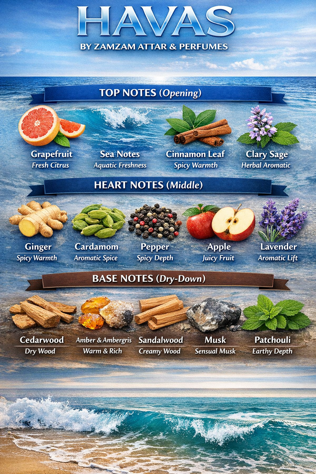 Havas Extrait de Parfum – 48 Hours Longevity, 40 ml Pure Fragrance Oil | Zamzam Attar & Perfumes