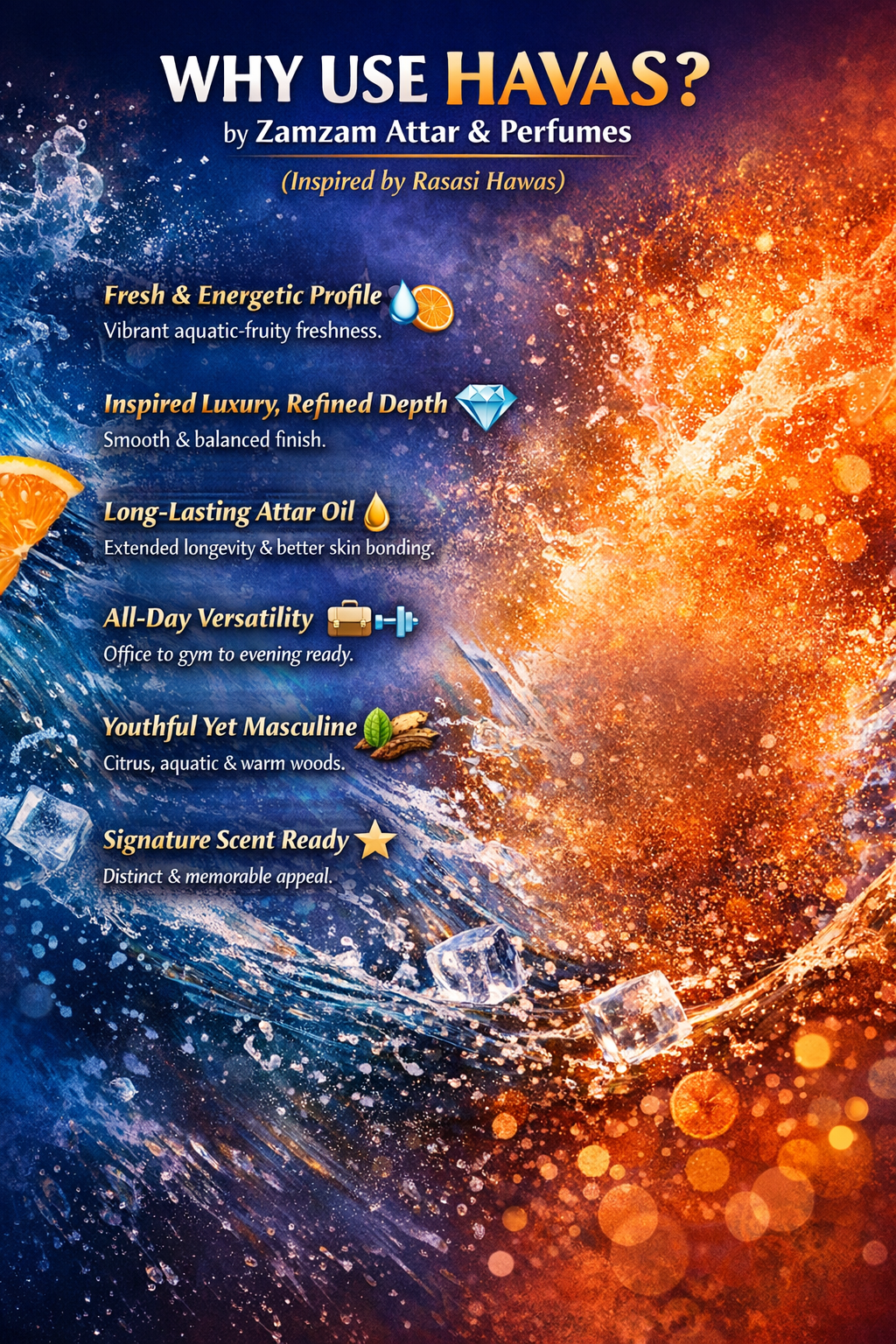Havas Extrait de Parfum – 48 Hours Longevity, 40 ml Pure Fragrance Oil | Zamzam Attar & Perfumes