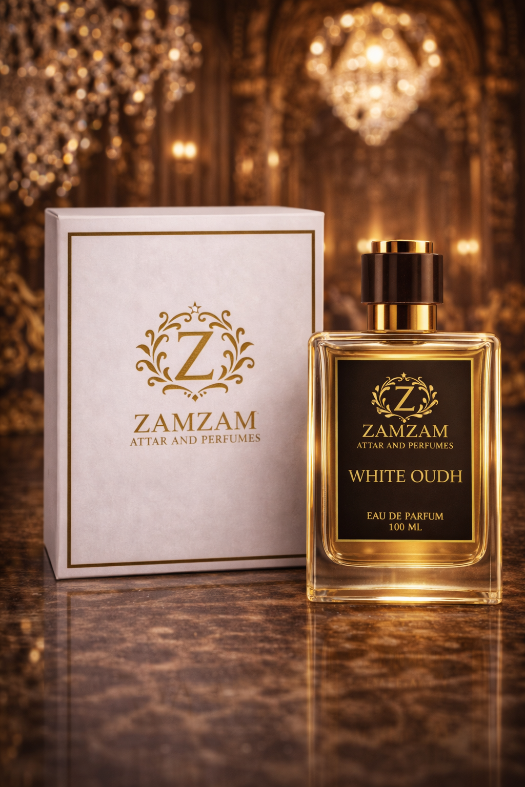 White Oudh Extrait de Parfum – 48 Hours Longevity, 40 ml Pure Fragrance Oil, 100 ml Spray | Zamzam Attar & Perfumes