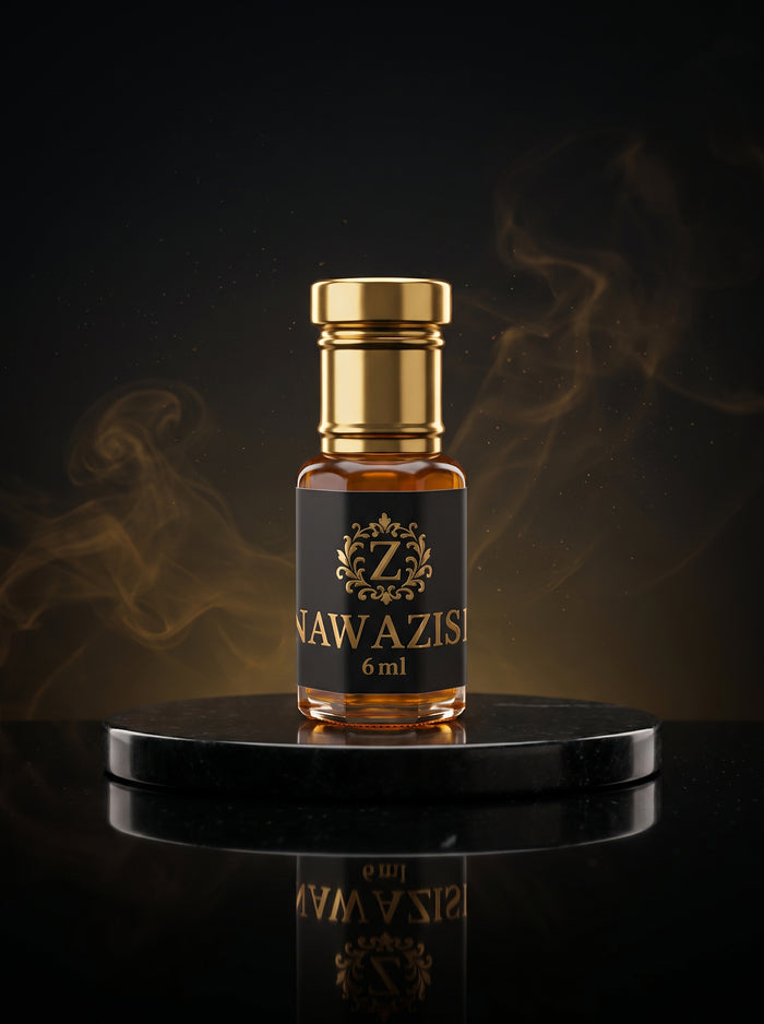 Nawazish saffron and oudh attar bottle by Zamzam
