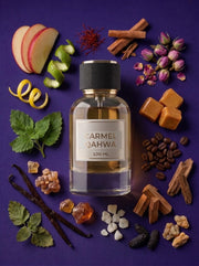 Caramel Qahwa perfume bottle with a studio reflection